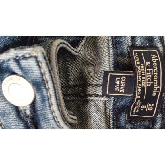 Abercrombie & Fitch Dark Wash High Waist super skinny raw hem ankle - Picture 5 of 6